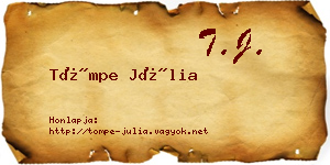 Tömpe Júlia névjegykártya